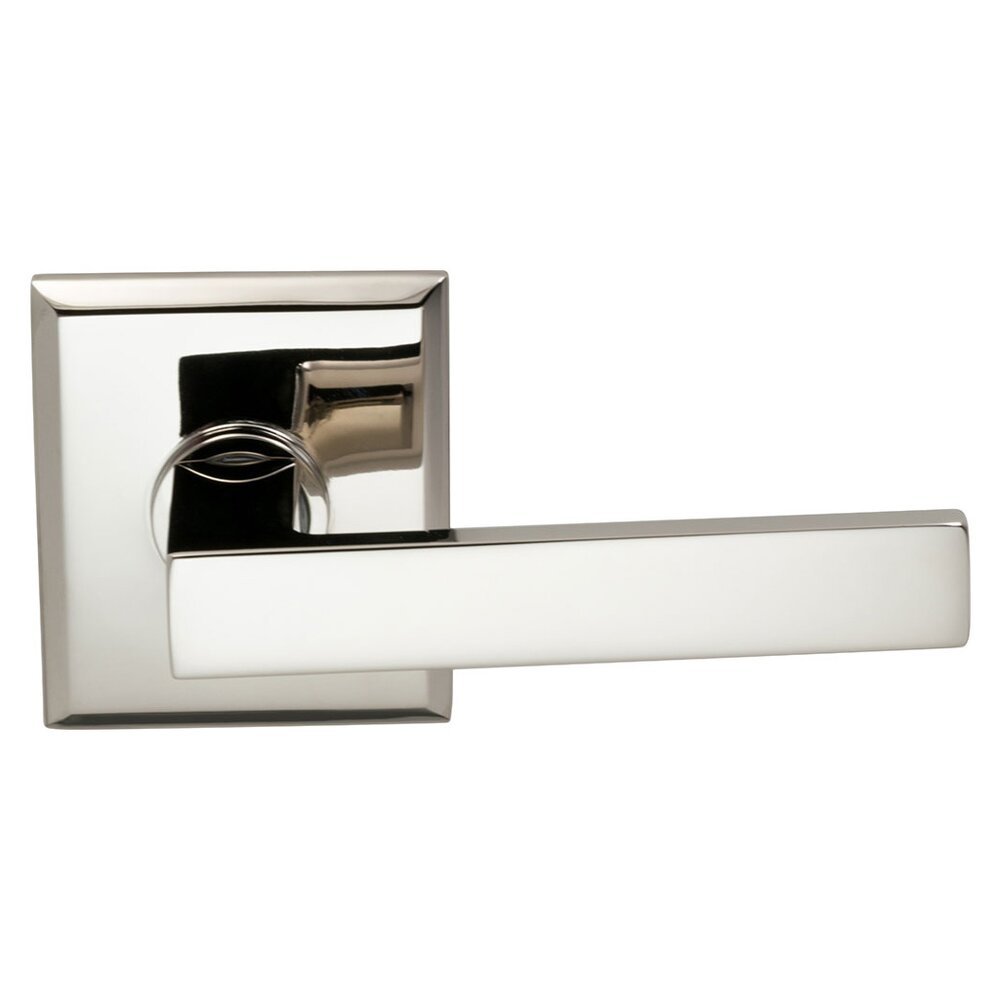 Omnia Hardware Passage Square Lever with Rectangular Rose in Polished Nickel Lacquered Plated, Lacquered