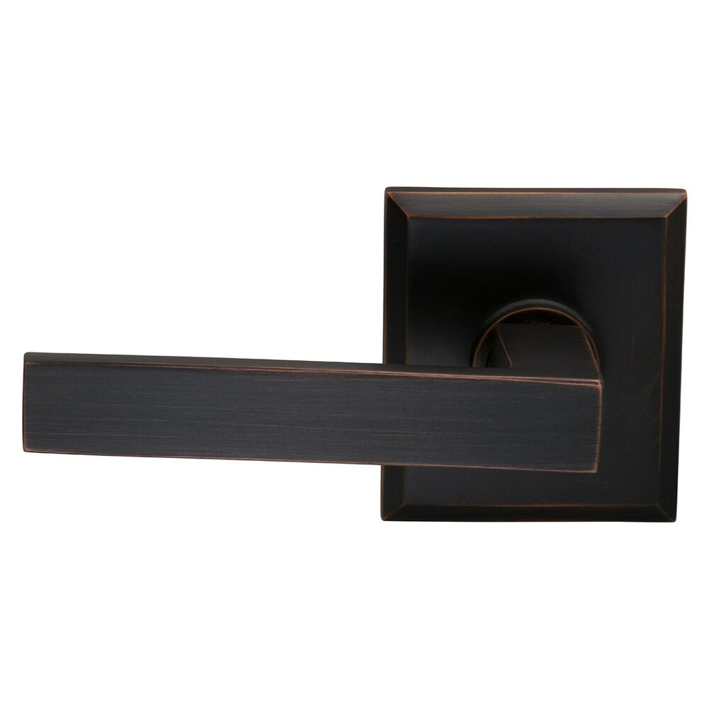Omnia Hardware Left-Handed Single Dummy Square Lever with Rectangular Rose in Tuscan Bronze