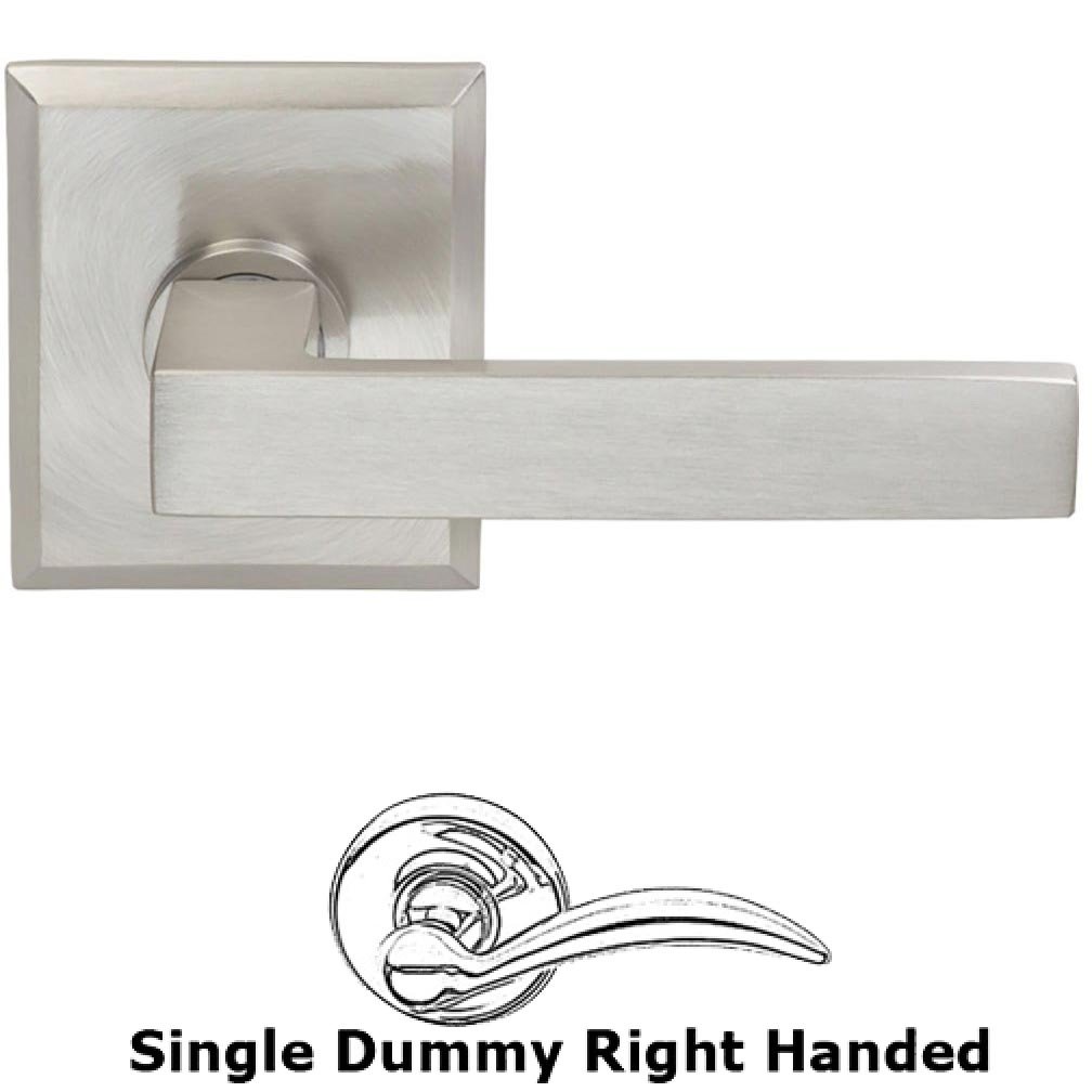 Omnia Hardware Right-Handed Single Dummy Square Lever with Rectangular Rose in Satin Nickel Lacquered Plated, Lacquered