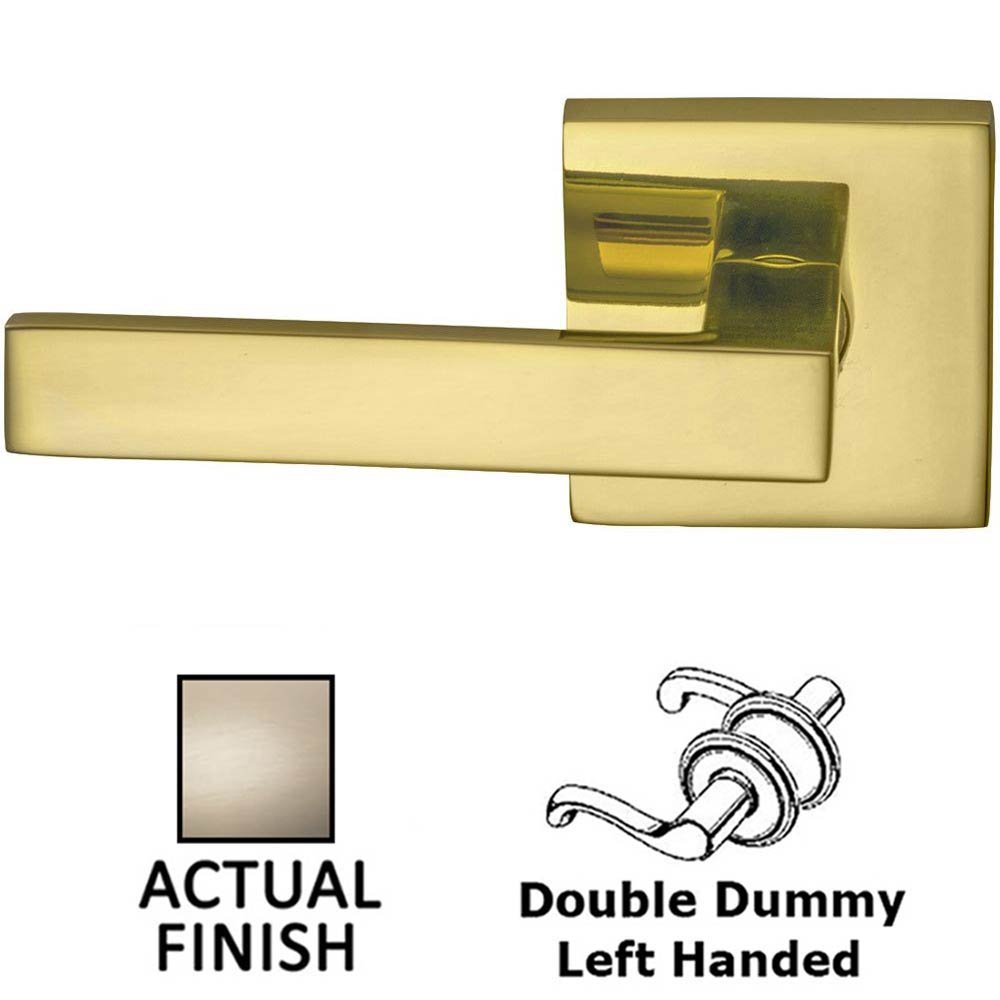 Omnia Hardware Double Dummy Square Left-Handed Lever with Square Rose in Satin Nickel Lacquered Plated, Lacquered