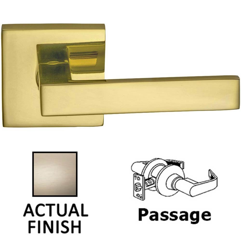Omnia Hardware Passage Square Lever with Square Rose in Satin Nickel Lacquered Plated, Lacquered