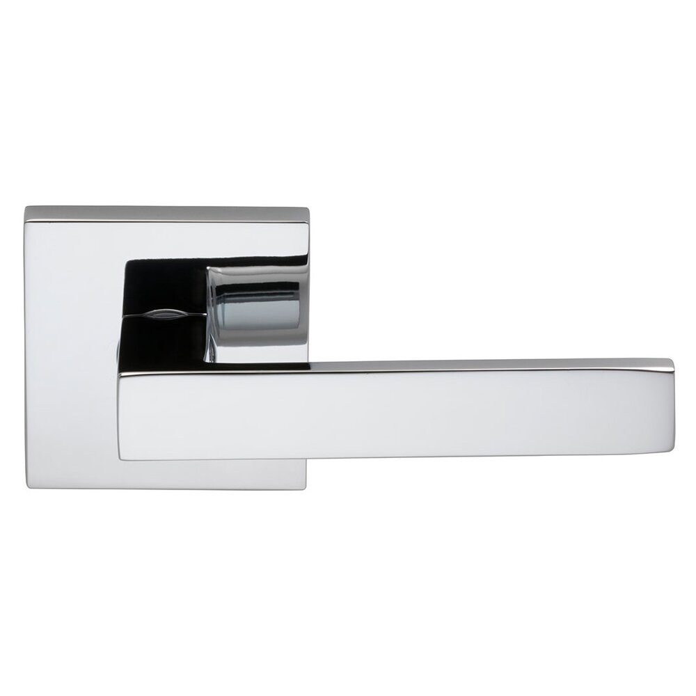Omnia Hardware Passage Square Lever with Square Rose in Polished Chrome Plated
