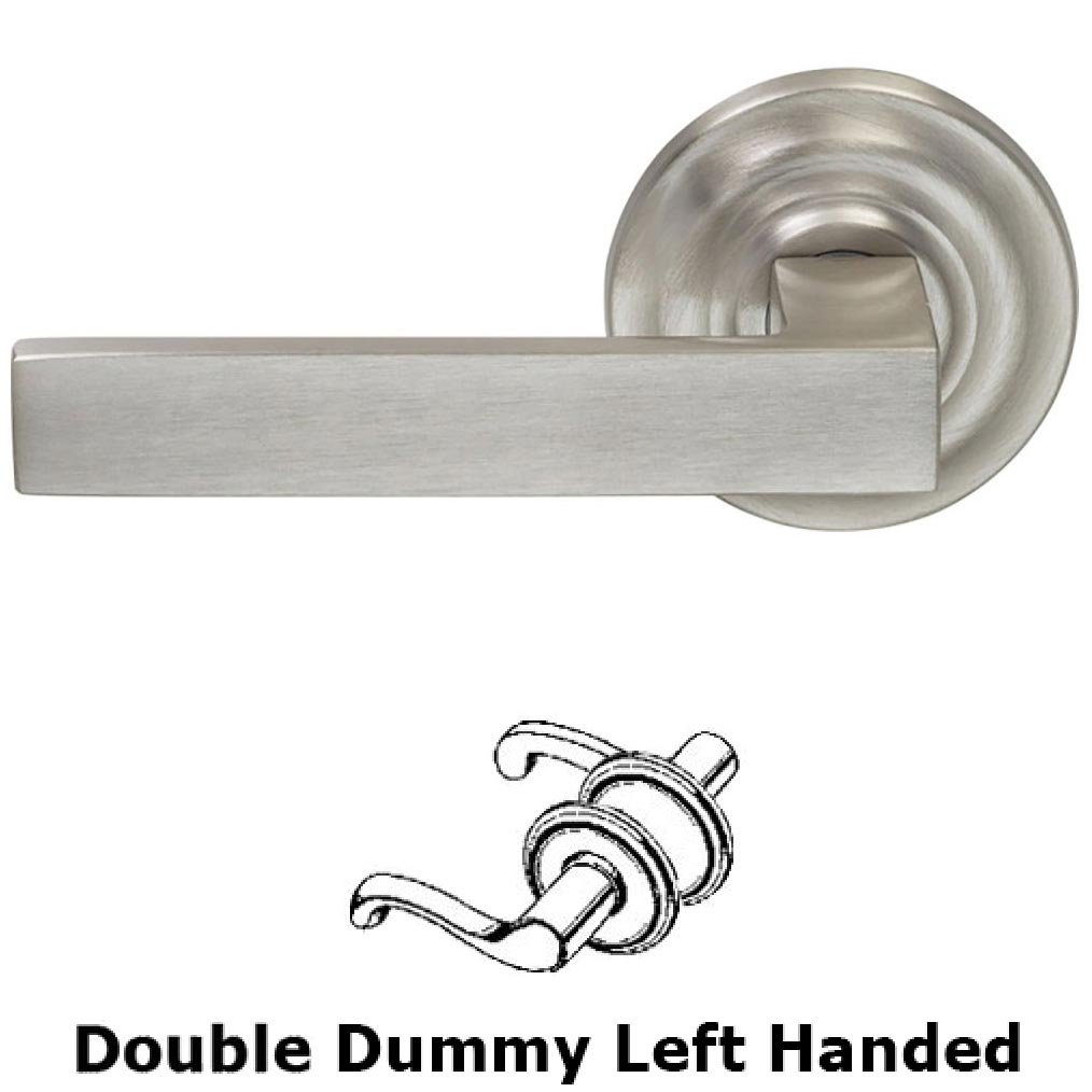 Omnia Hardware Double Dummy Square Left-Handed Lever with Traditional Rose in Satin Nickel Lacquered Plated, Lacquered