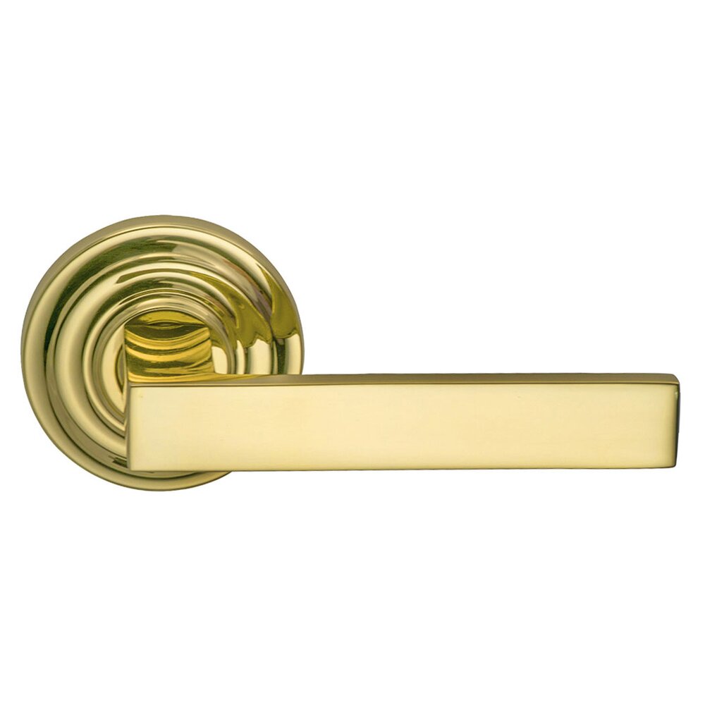 Omnia Hardware Double Dummy Square Right-Handed Lever with Traditional Rose in Polished Brass Lacquered