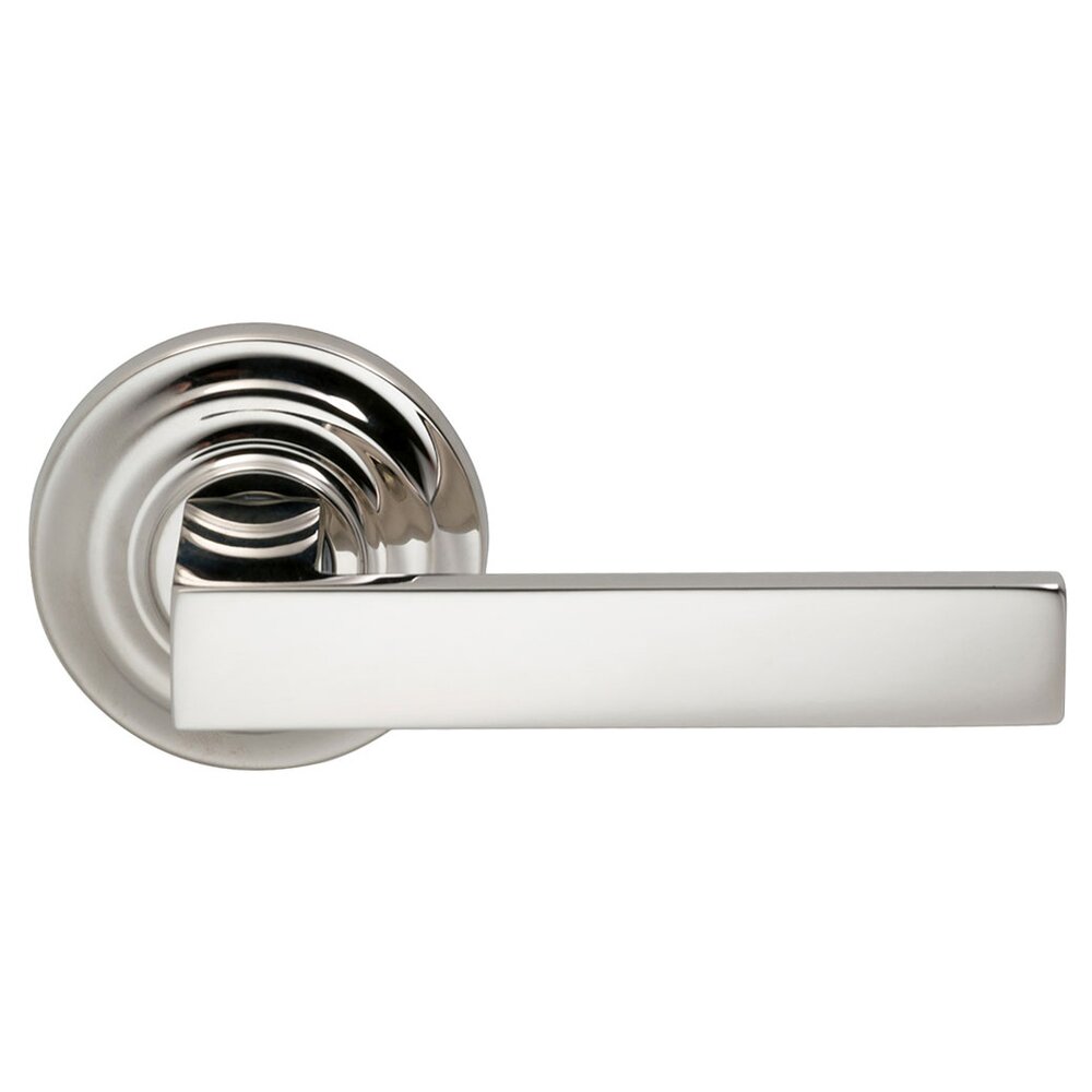 Omnia Hardware Right-Handed Single Dummy Square Lever with Traditional Rose in Polished Nickel Lacquered Plated, Lacquered