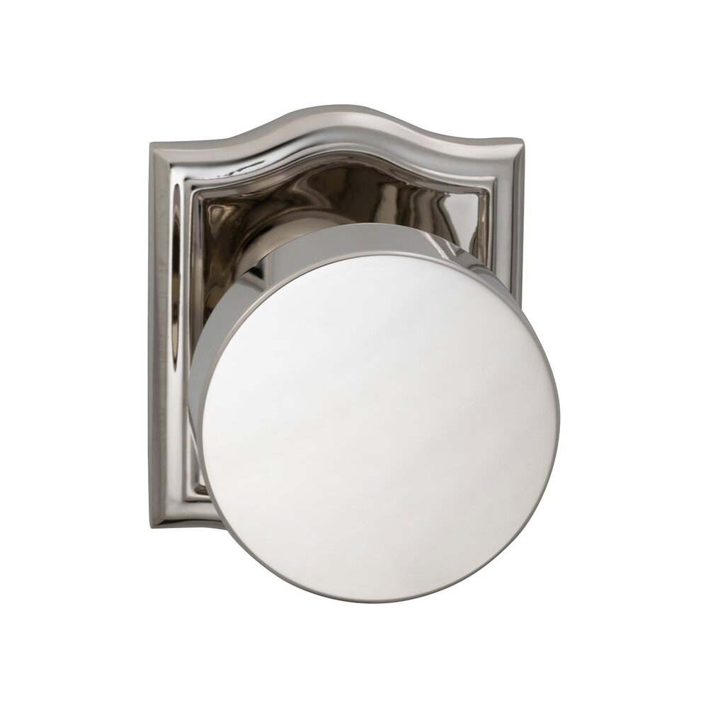 Omnia Hardware Double Dummy Puck Knob with Arched Rose in Polished Nickel Lacquered Plated, Lacquered