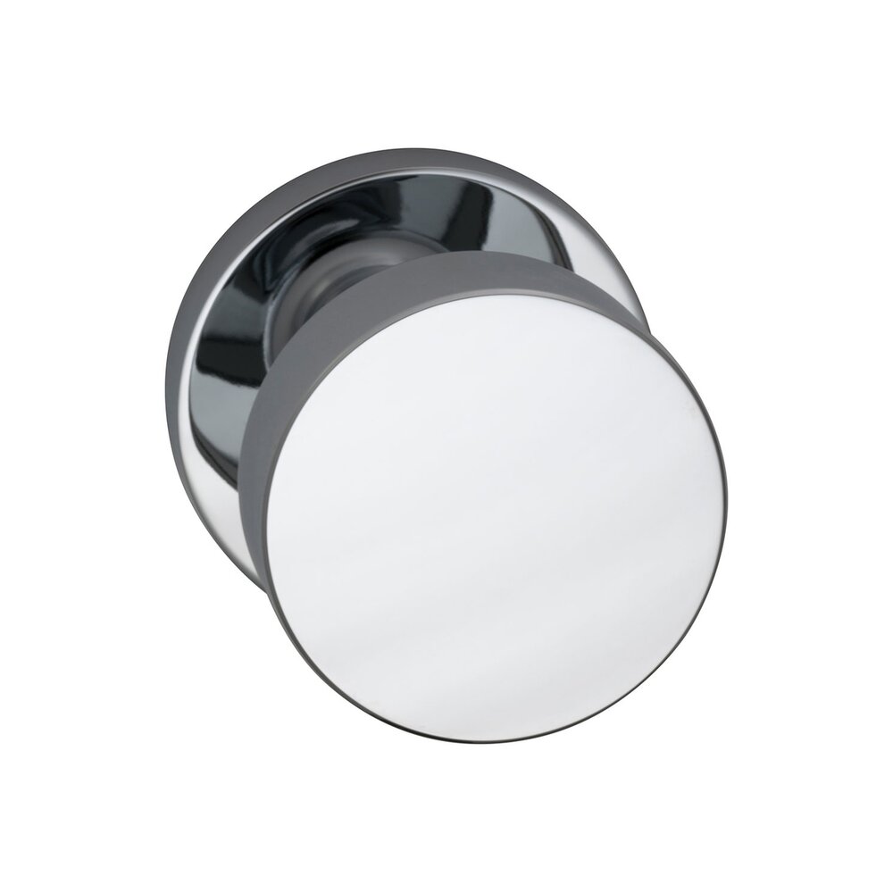 Omnia Hardware Double Dummy Puck Knob with Modern Rose in Polished Chrome Plated