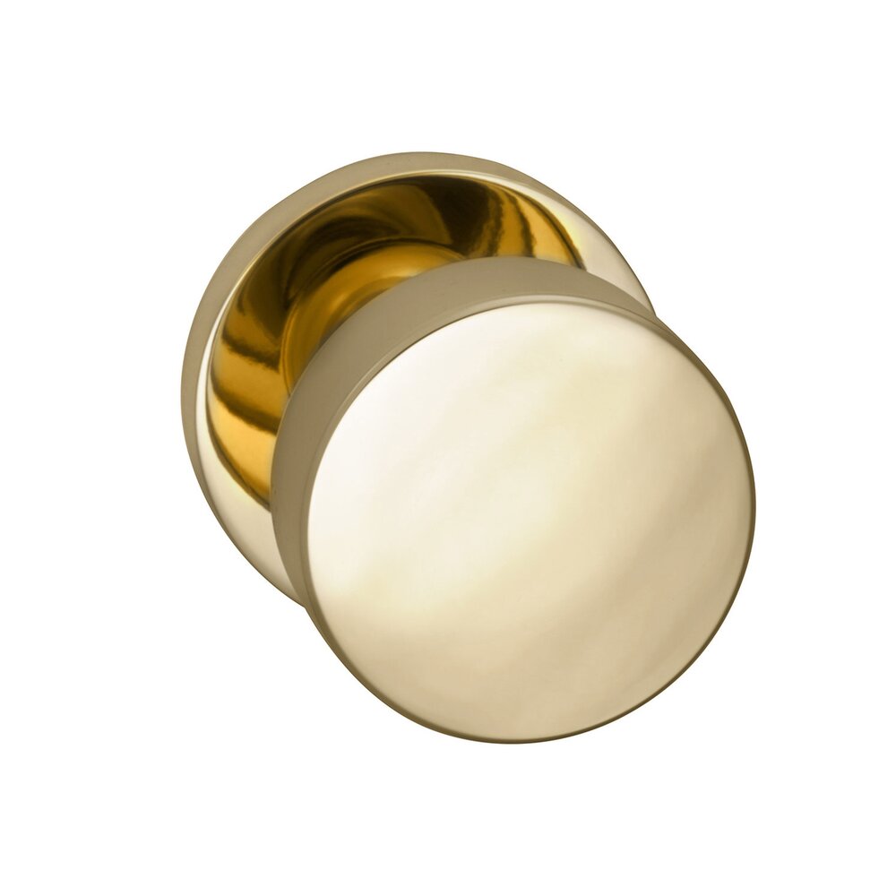 Omnia Hardware Double Dummy Puck Knob with Modern Rose in Polished Brass Lacquered