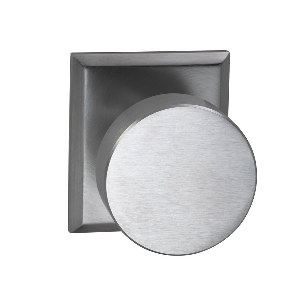 Omnia Hardware Single Dummy Puck Knob with Rectangular Rose in Satin Chrome Plated