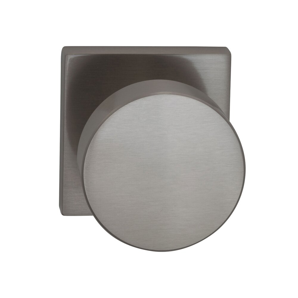 Omnia Hardware Single Dummy Puck Knob with Square Rose in Satin Nickel Lacquered Plated, Lacquered