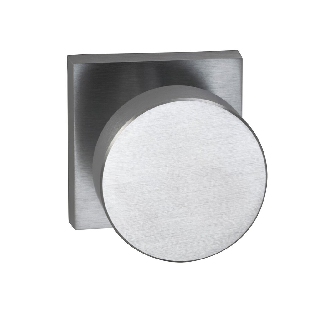 Omnia Hardware Single Dummy Puck Knob with Square Rose in Satin Chrome Plated