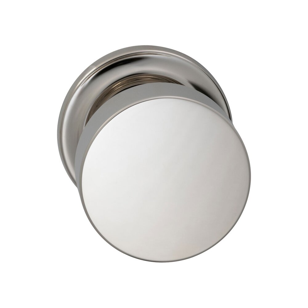 Omnia Hardware Double Dummy Puck Knob with Traditional Rose in Polished Nickel Lacquered Plated, Lacquered