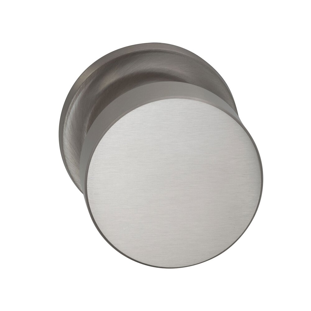 Omnia Hardware Double Dummy Puck Knob with Traditional Rose in Satin Nickel Lacquered Plated, Lacquered