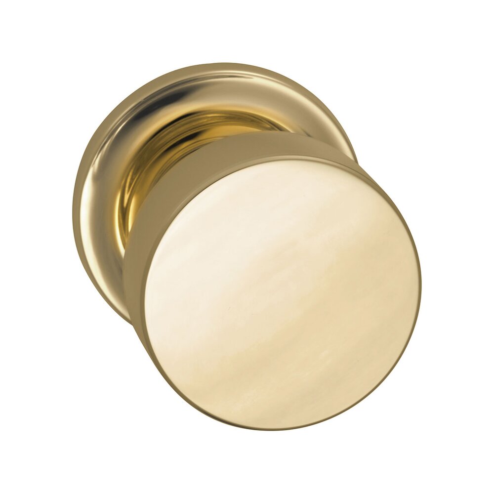 Omnia Hardware Double Dummy Puck Knob with Traditional Rose in Polished Brass Lacquered