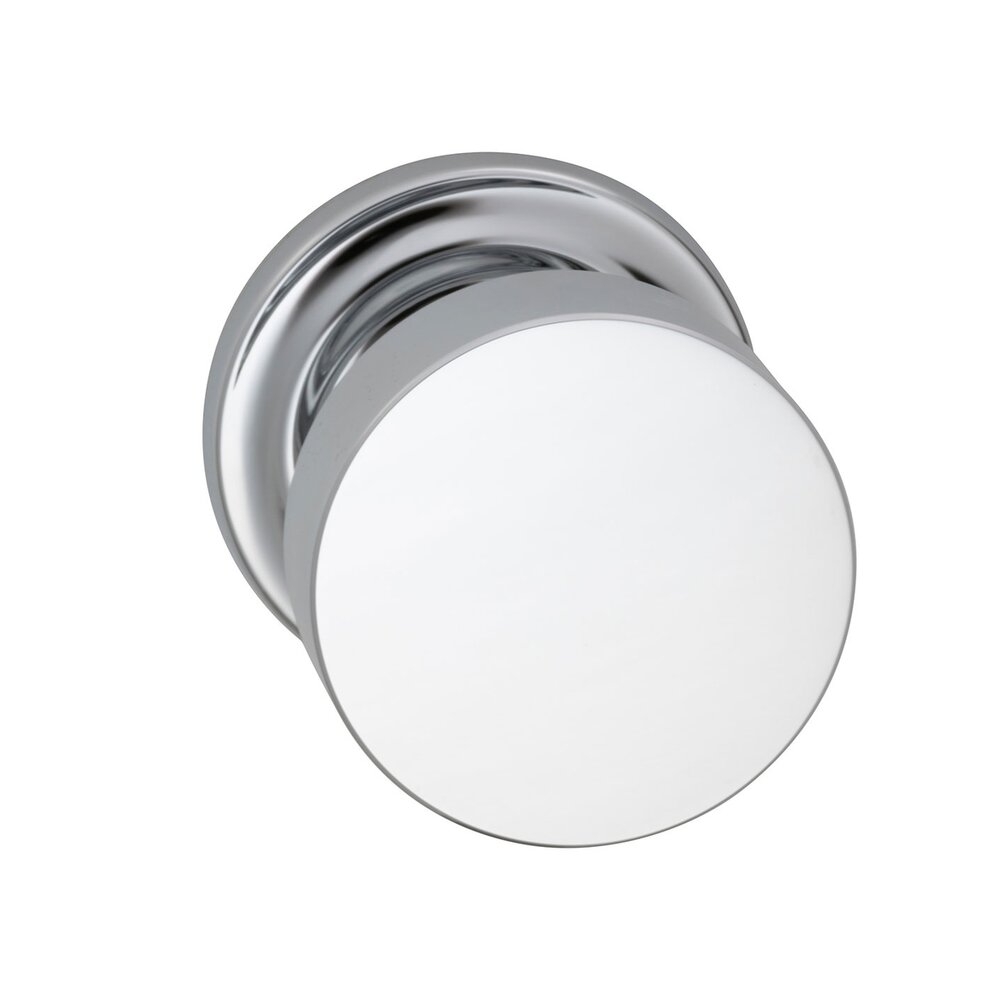 Omnia Hardware Privacy Puck Knob with Traditional Rose in Polished Chrome Plated