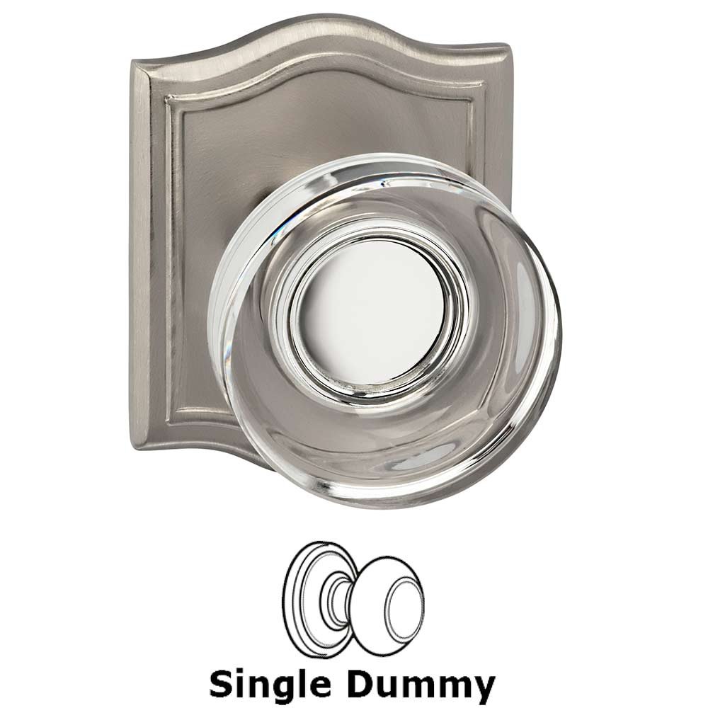 Omnia Hardware Single Dummy Puck Glass Knob With Arched Rose in Satin Nickel Lacquered