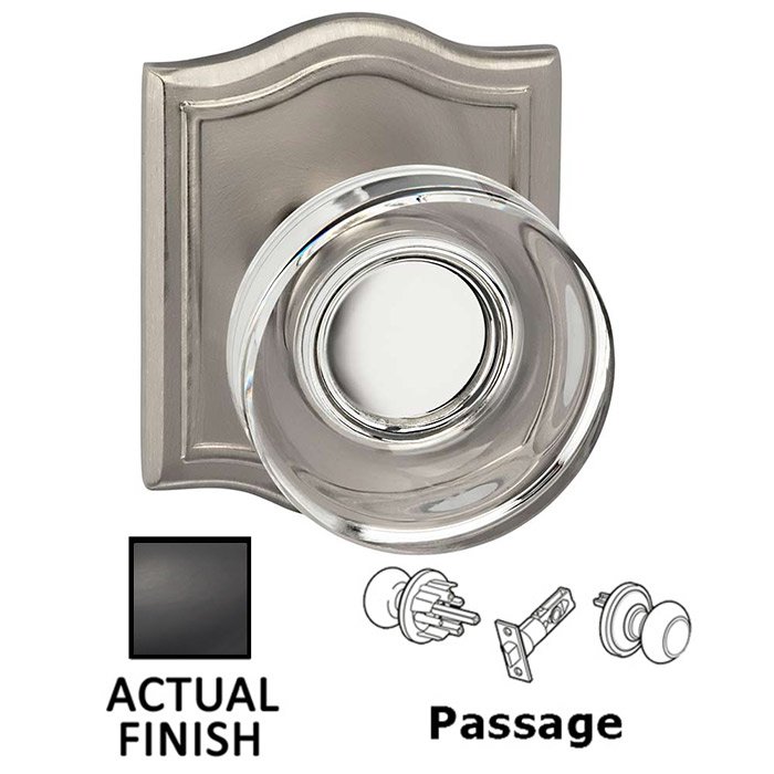 Omnia Hardware Passage Puck Glass Knob With Arched Rose in Oil Rubbed Bronze Lacquered