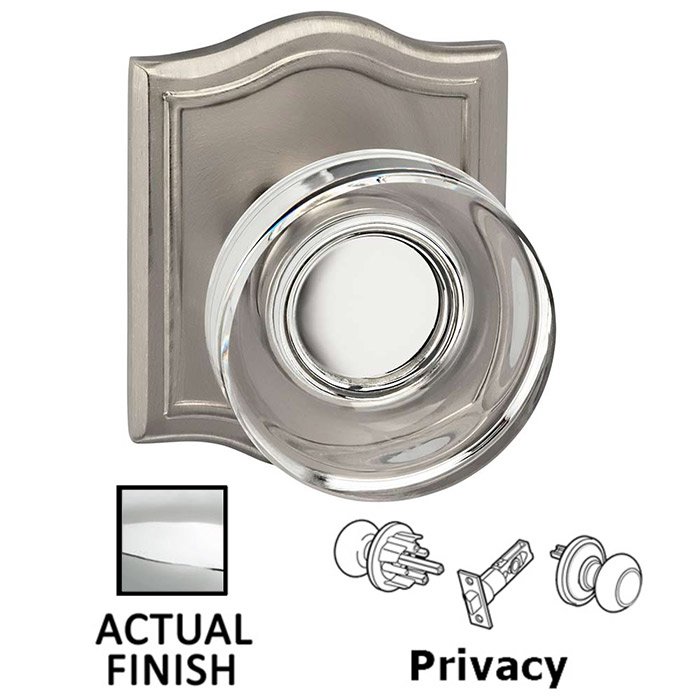 Omnia Hardware Privacy Puck Glass Knob With Arched Rose in Polished Chrome