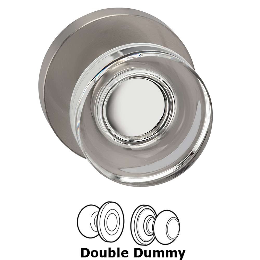 Omnia Hardware Double Dummy Puck Glass Knob With Modern Rose in Satin Nickel Lacquered