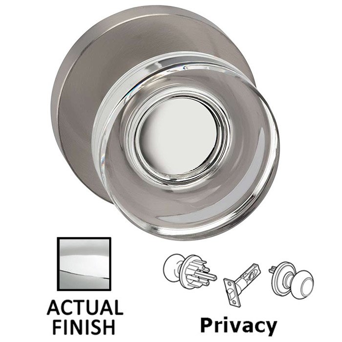 Omnia Hardware Privacy Puck Glass Knob With Modern Rose in Polished Chrome