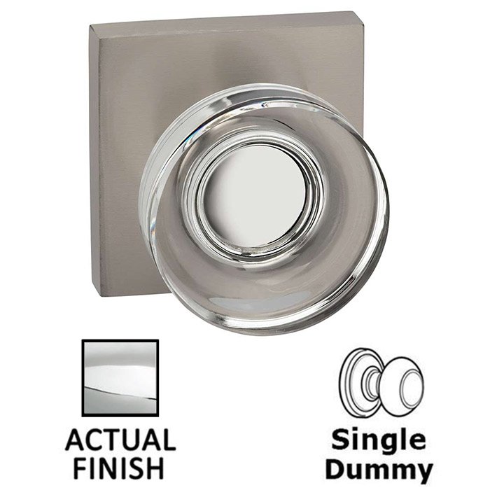Omnia Hardware Single Dummy Puck Glass Knob With Square Rose in Polished Chrome