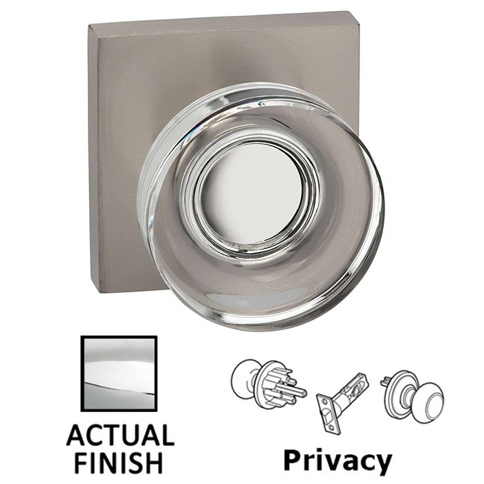 Omnia Hardware Privacy Puck Glass Knob With Square Rose in Polished Chrome