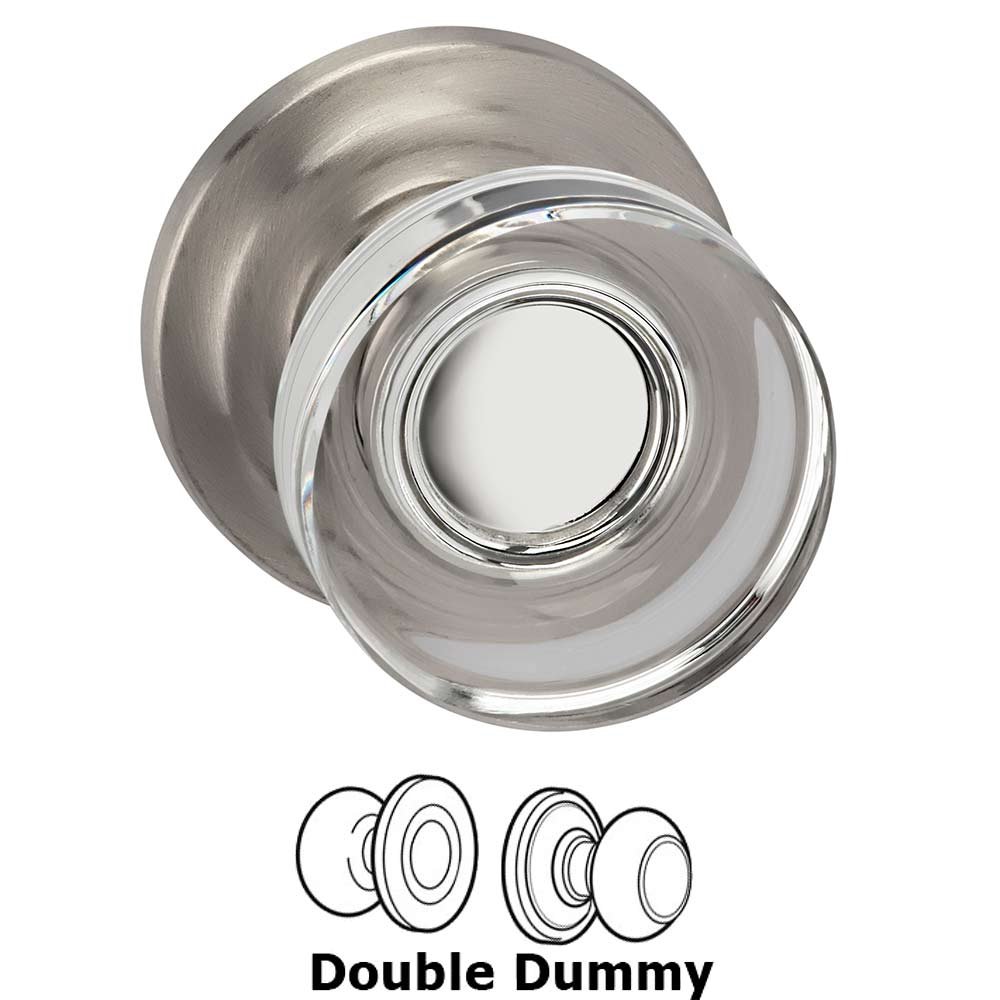 Omnia Hardware Double Dummy Puck Glass Knob With Traditional Rose in Satin Nickel Lacquered
