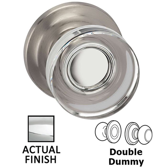 Omnia Hardware Double Dummy Puck Glass Knob With Traditional Rose in Polished Chrome