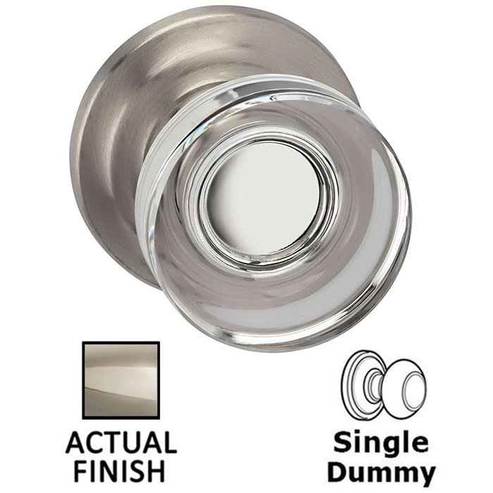 Omnia Hardware Single Dummy Puck Glass Knob With Traditional Rose in Polished Polished Nickel Lacquered