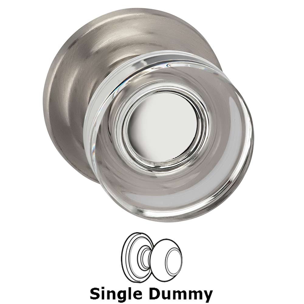 Omnia Hardware Single Dummy Puck Glass Knob With Traditional Rose in Satin Nickel Lacquered