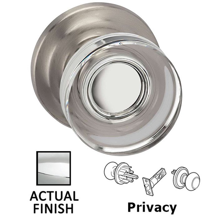 Omnia Hardware Privacy Puck Glass Knob With Traditional Rose in Polished Chrome