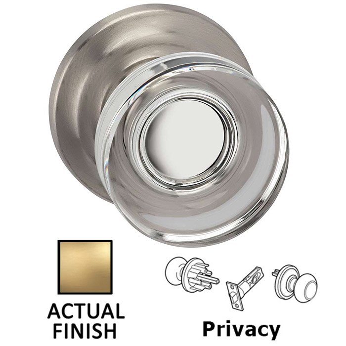 Omnia Hardware Privacy Puck Glass Knob With Traditional Rose in Satin Brass Lacquered