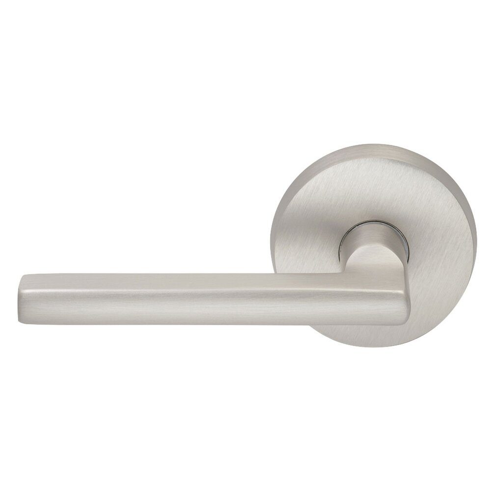Omnia Hardware Double Dummy Contempo Left Handed Lever with Plain Rosette in Satin Nickel Lacquered