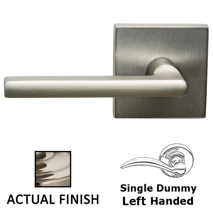Omnia Hardware Single Dummy Left Handed Lever with Square Rosette in Polished Nickel Lacquered