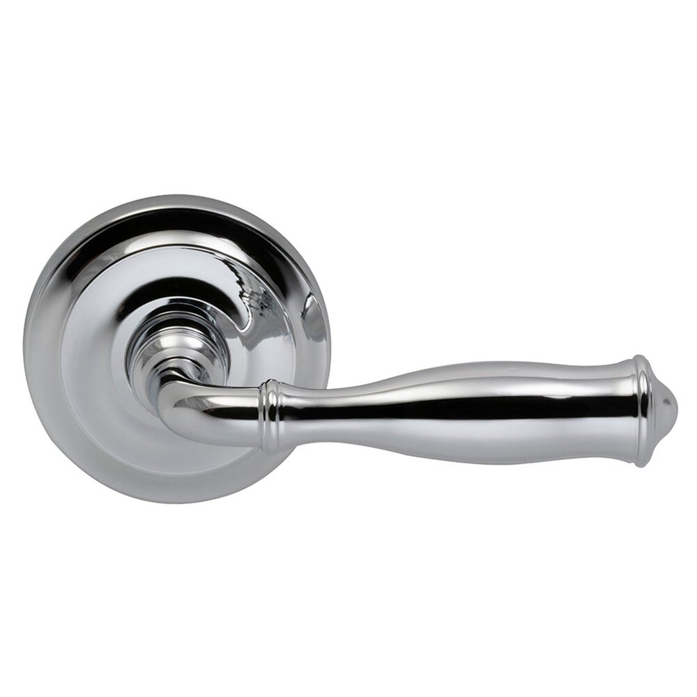 Omnia Hardware Passage Traditions Right Handed Lever with Radial Rosette in Polished Chrome