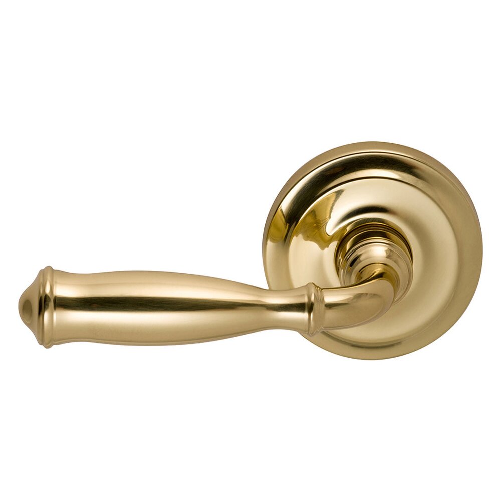 Omnia Hardware Privacy Traditions Left Handed Lever with Radial Rosette in Polished Brass Unlacquered