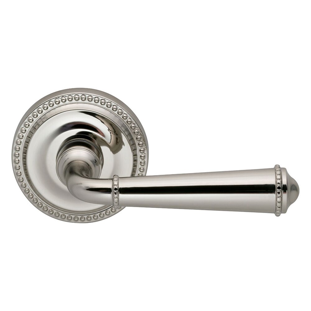 Omnia Hardware Single Dummy Traditions Right Handed Beaded Lever with Beaded Rosette in Polished Nickel Lacquered