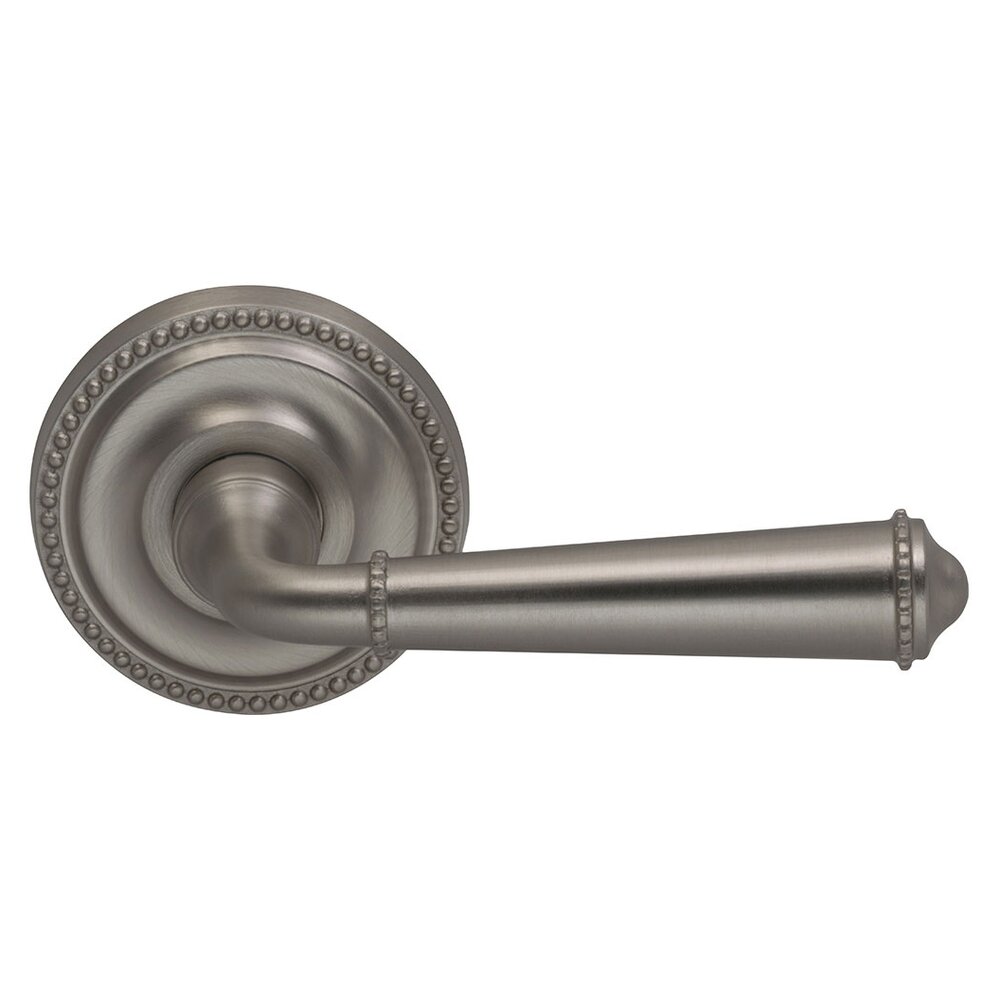 Omnia Hardware Double Dummy Traditions Right Handed Beaded Lever with Beaded Rosette in Satin Nickel Lacquered