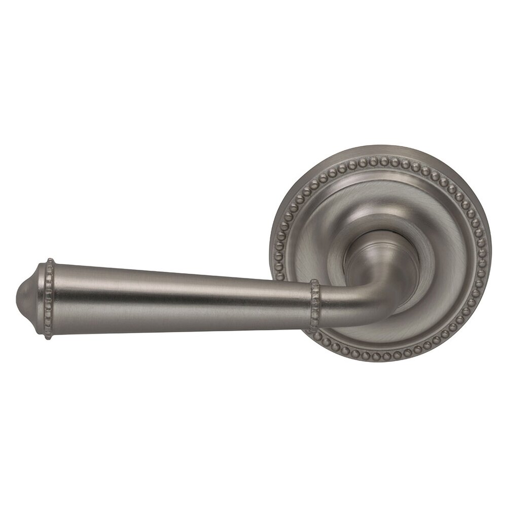 Omnia Hardware Privacy Traditions Left Handed Beaded Lever with Beaded Rosette in Satin Nickel Lacquered