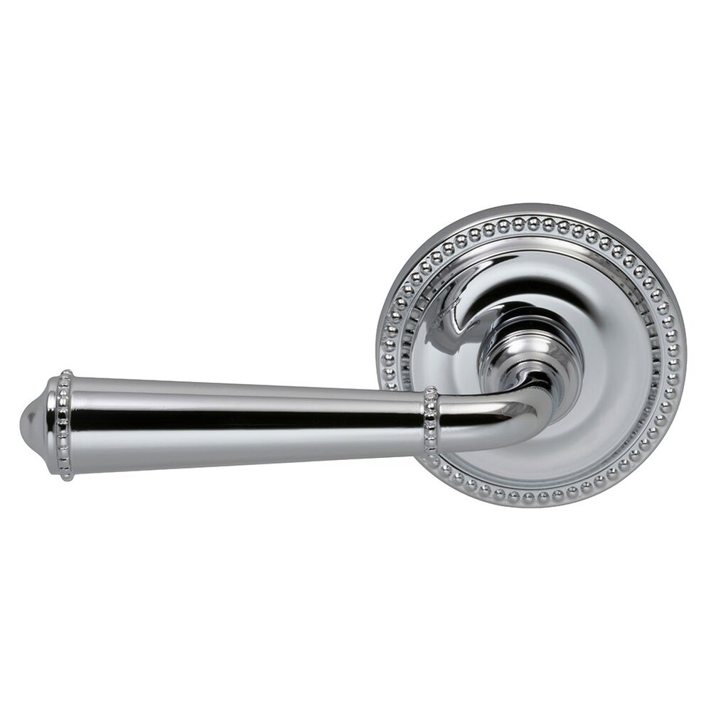 Omnia Hardware Single Dummy Traditions Left Handed Beaded Lever with Beaded Rosette in Polished Chrome