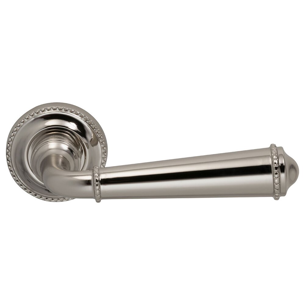 Omnia Hardware Single Dummy Traditions Beaded Lever with Small Beaded Rosette in Polished Nickel Lacquered