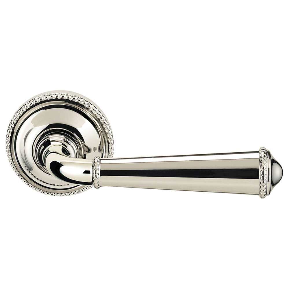 Omnia Hardware Passage Traditions Beaded Lever with Medium Beaded Rosette in Polished Nickel Lacquered