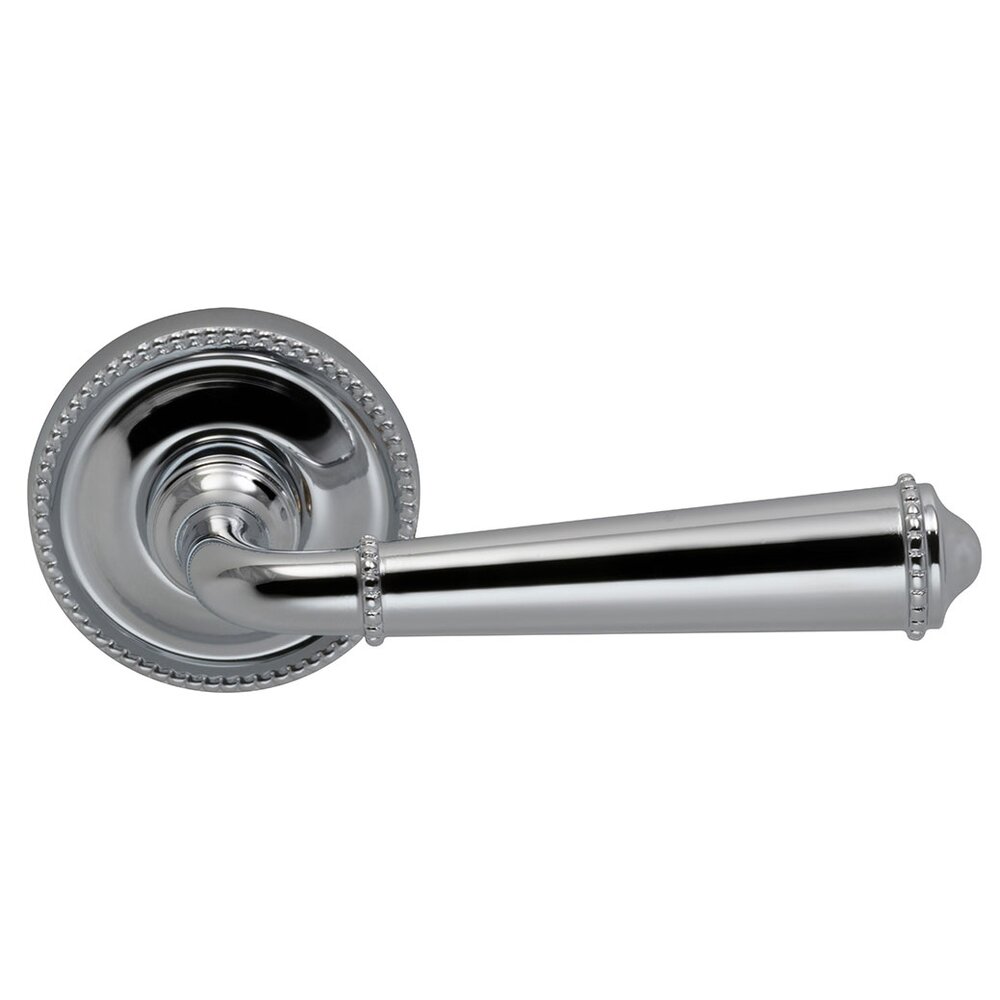 Omnia Hardware Single Dummy Traditions Beaded Lever with Medium Beaded Rosette in Polished Chrome