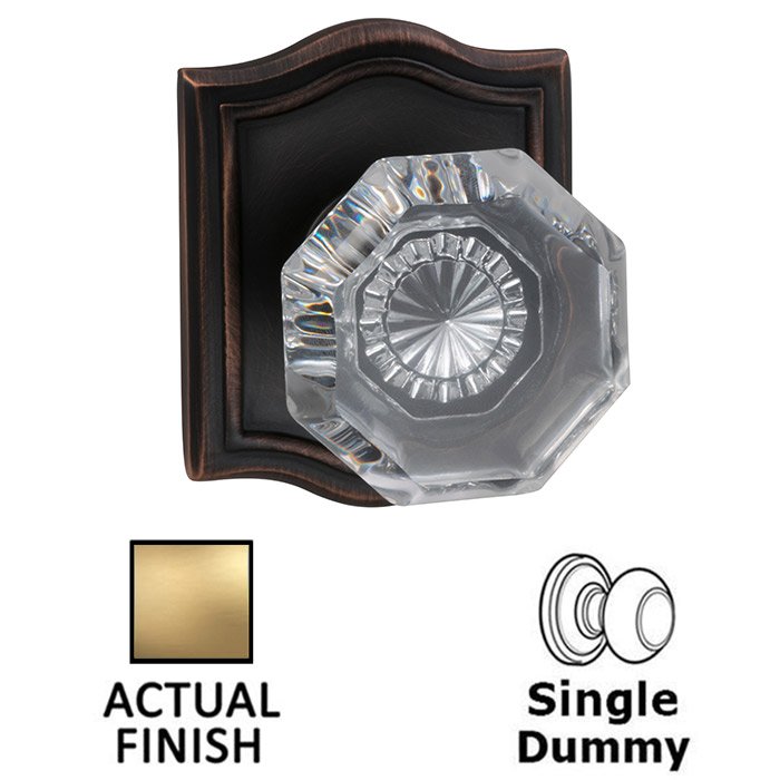 Omnia Hardware Single Dummy Classic Glass Knob With Arched Rose in Satin Brass Lacquered
