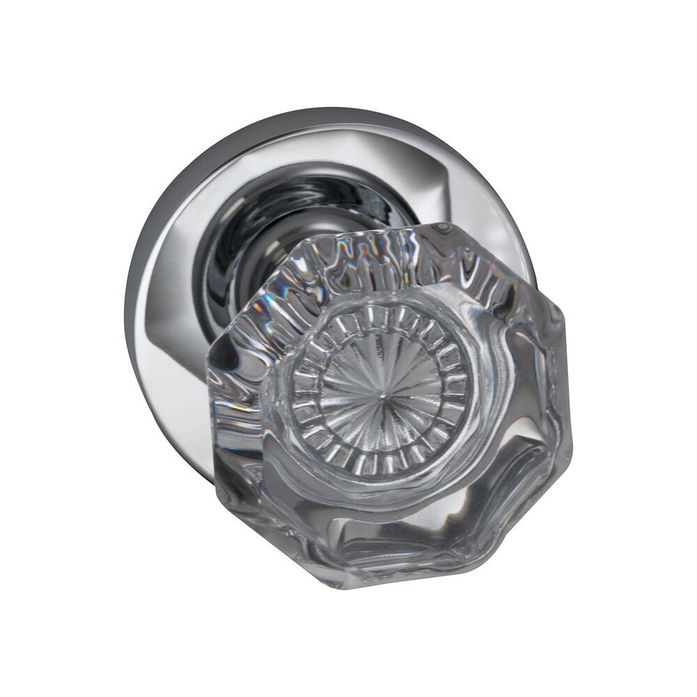 Omnia Hardware Double Dummy Glass Knob with Modern Rose in Polished Chrome