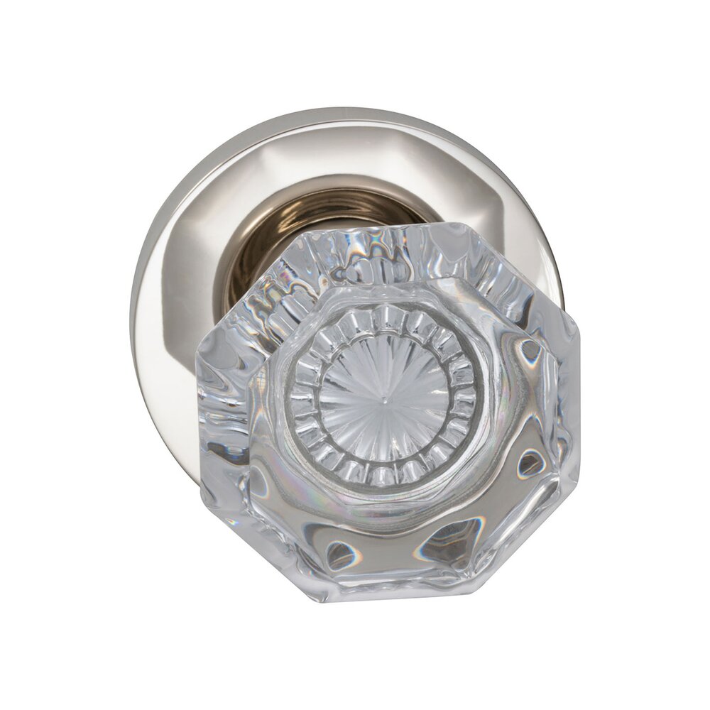 Omnia Hardware Single Dummy Glass Knob with Modern Rose in Polished Nickel Lacquered