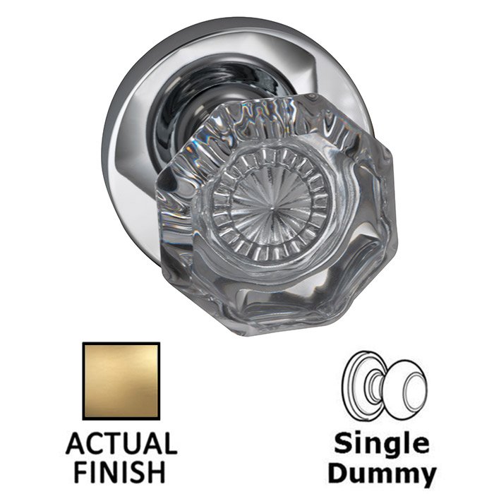 Omnia Hardware Single Dummy Classic Glass Knob With Modern Rose in Satin Brass Lacquered