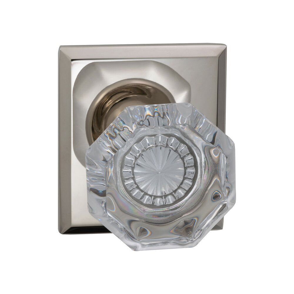 Omnia Hardware Double Dummy Glass Knob with Rectangle Rose in Polished Nickel Lacquered