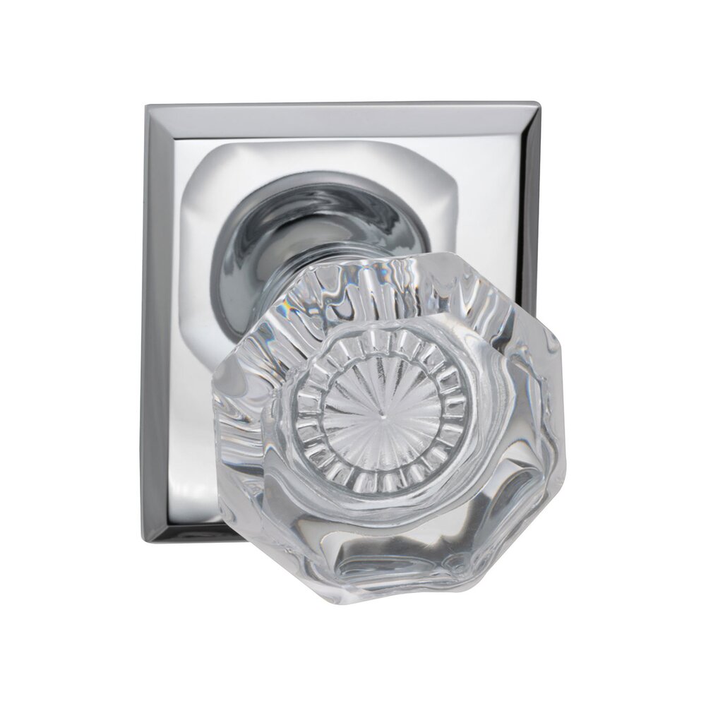Omnia Hardware Double Dummy Glass Knob with Rectangle Rose in Polished Chrome