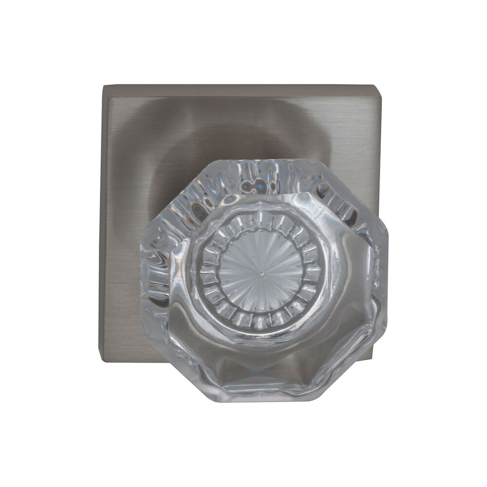 Omnia Hardware Double Dummy Glass Knob with Square Rose in Satin Nickel Lacquered Plated, Lacquered